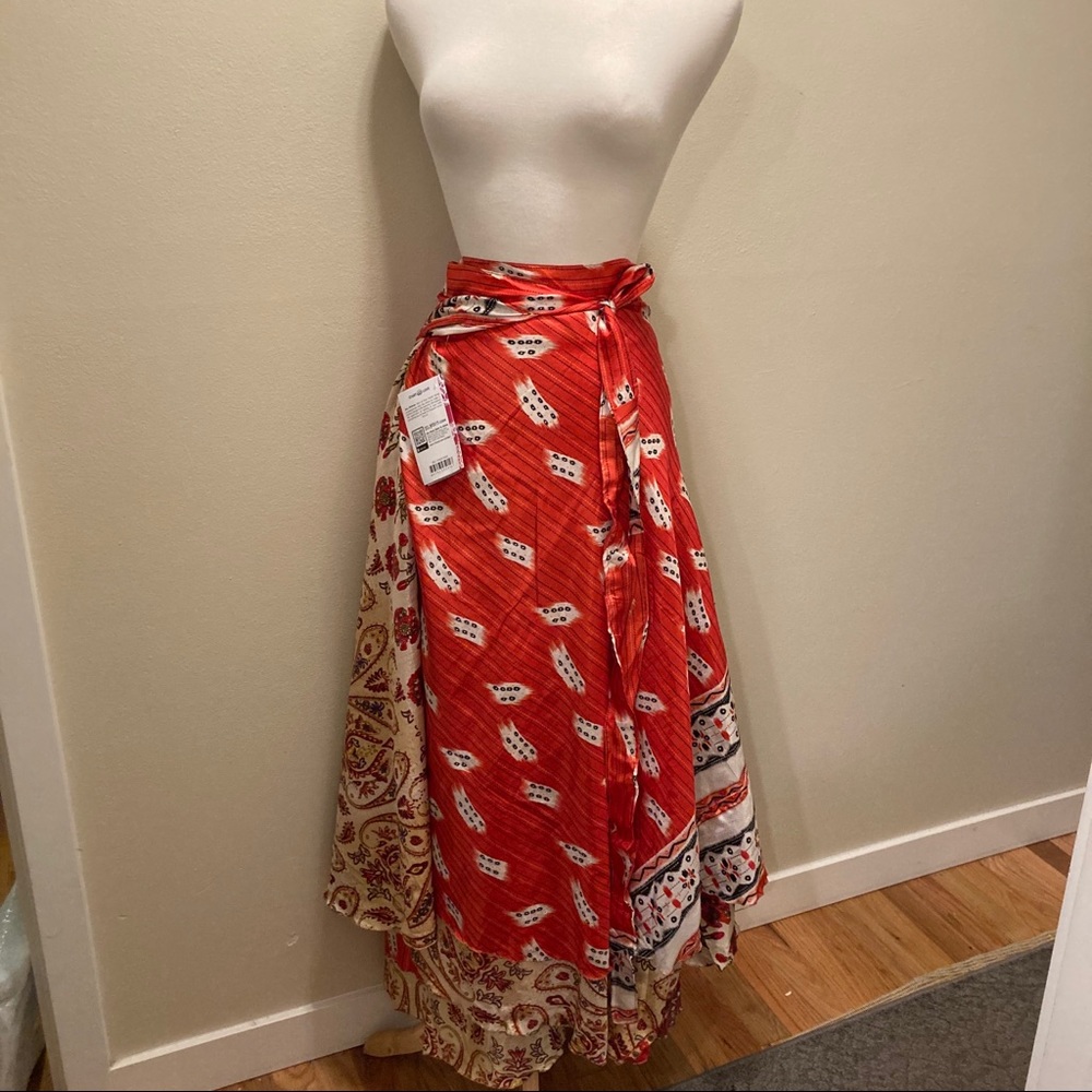 NWT Sari Silk Reversible Wrap Skirt - 22-26